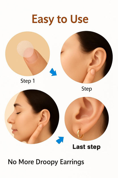 100 Pcs Invisible Earlobe Support Patches – Keep Your Earrings Light & Comfortable | Perfect for Heavy Jhumkas, Big Hoops & Long Earrings - Wowsack
