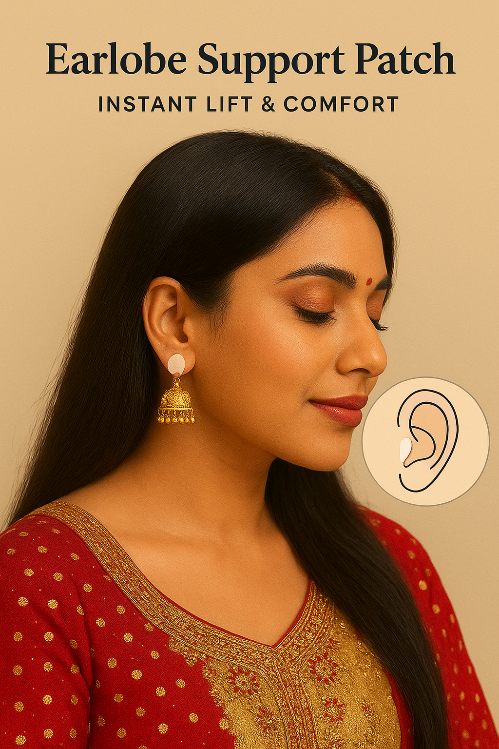 100 Pcs Invisible Earlobe Support Patches – Keep Your Earrings Light & Comfortable | Perfect for Heavy Jhumkas, Big Hoops & Long Earrings - Wowsack
