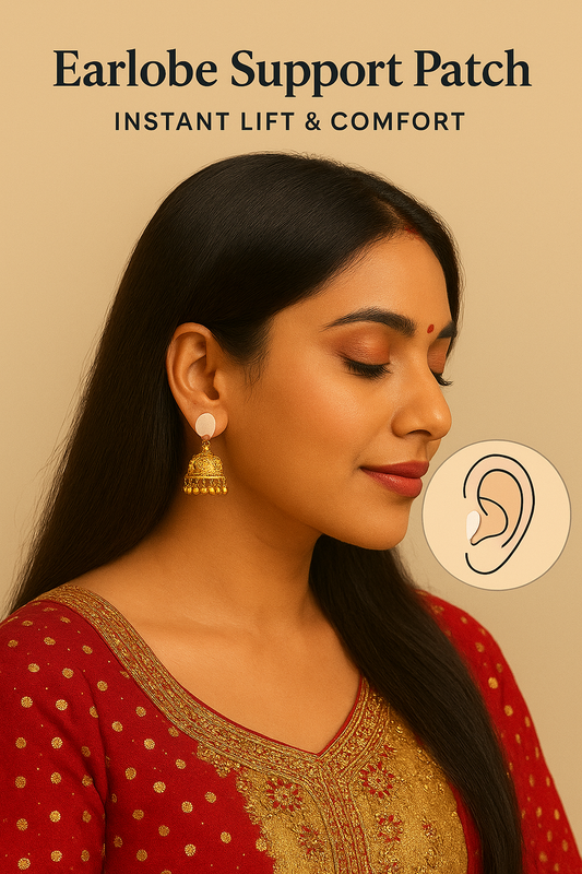 100 Pcs Invisible Earlobe Support Patches – Keep Your Earrings Light & Comfortable | Perfect for Heavy Jhumkas, Big Hoops & Long Earrings - Wowsack